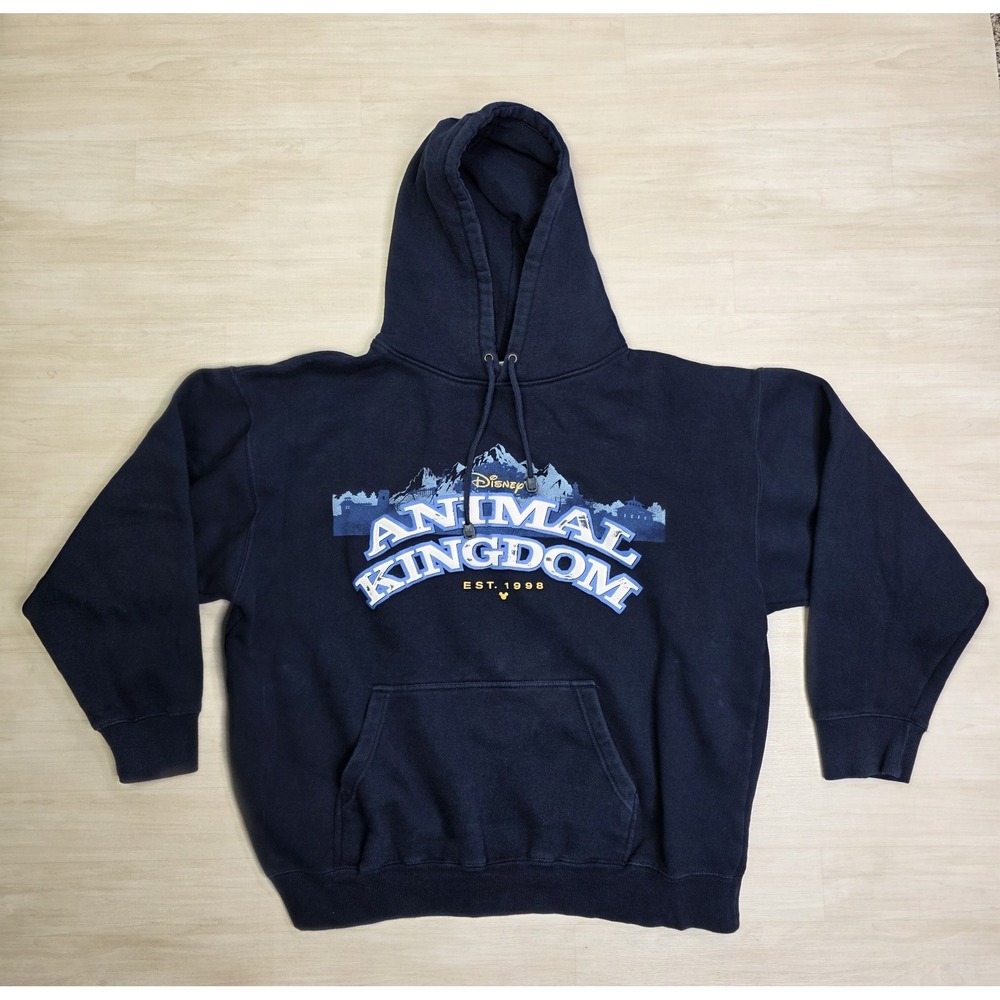 Walt Disney World Animal Kingdom Safari Sweatshirt Hoodie Navy Blue Size XL